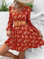 Rochie Scurta Nuiri Rosie Cu Imprimeu Geometric Multicolor - imagine 3