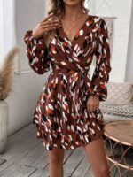 Rochie Scurta Janin Maro Cu Imprimeu Multicolor Si Cordon
