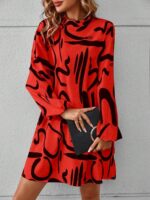 Rochie Scurta Fabiana Rosie Cu Imprimeu Negru