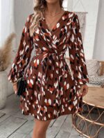 Rochie Scurta Janin Maro Cu Imprimeu Multicolor Si Cordon - imagine 3