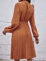 Rochie Midi Denia Portocalie cu Imprimeu Geometric - imagine 2