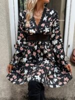 Rochie Scurta Hateya Neagra Inflorata - imagine 4