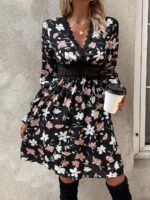 Rochie Scurta Hateya Neagra Inflorata - imagine 3