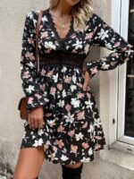 Rochie Scurta Hateya Neagra Inflorata