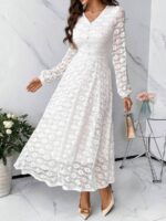 Rochie Lunga Cifaria Alba - imagine 3