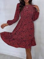 Rochie Scurta Marlon Grena Cu Imprimeu Negru - imagine 5