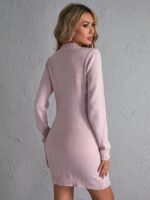 Rochie Tricotata Scurta Brier Bej - imagine 2