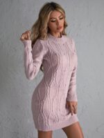 Rochie Tricotata Scurta Brier Bej - imagine 3