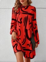 Rochie Scurta Fabiana Rosie Cu Imprimeu Negru - imagine 3