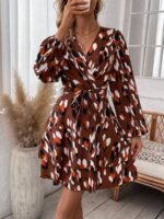 Rochie Scurta Janin Maro Cu Imprimeu Multicolor Si Cordon - imagine 5