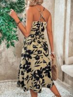 Rochie Midi Lelia Crem Cu Model Floral Negru - imagine 2