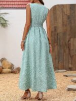 Rochie Lunga Aja Bleu cu Buline Albe - imagine 2
