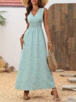Rochie Lunga Aja Bleu cu Buline Albe