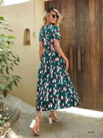 Rochie Lunga Mallini Verde cu Print Leopard - imagine 2