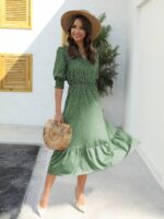 Rochie Midi Elmo Vernil Cu Buline Albe