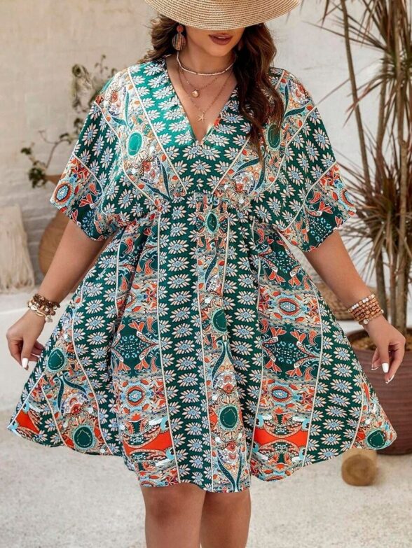 Rochie Scurta Maroko Multicolora - Marimi Mari