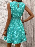 Rochie Scurta Avaline Verde cu Print Alb - imagine 2