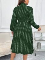 Rochie Midi Gillia Verde Cu Buline Albe - Marimi Mari - imagine 2
