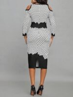 Rochie Midi Ringvor Alba Cu Inimioare Negre - imagine 2