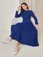 Rochie Lunga Timia Albastra Cu Pliuri - imagine 3
