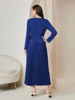 Rochie Lunga Timia Albastra Cu Pliuri - imagine 2
