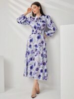 Rochie Lunga Dania Lila Inflorata