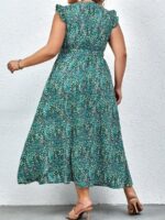 Rochie Lunga Olavine Verde Cu Imprimeu Multicolor - Marimi Mari - imagine 2