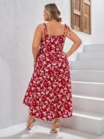 Rochie Lunga Olay Rosie Cu Model Floral Alb - Marimi Mari - imagine 2