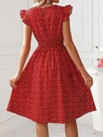 Rochie Scurta Odetta Rosie Cu Inimioare Albe - imagine 2