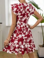 Rochie Scurta Salma Alba Cu Imprimeu Grena - imagine 2