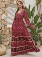 Rochie Lunga Karia Rosie Cu Model Floral Alb - imagine 5