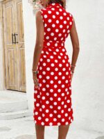Rochie Midi Meda Rosie Cu Buline Albe Si Cordon - imagine 2