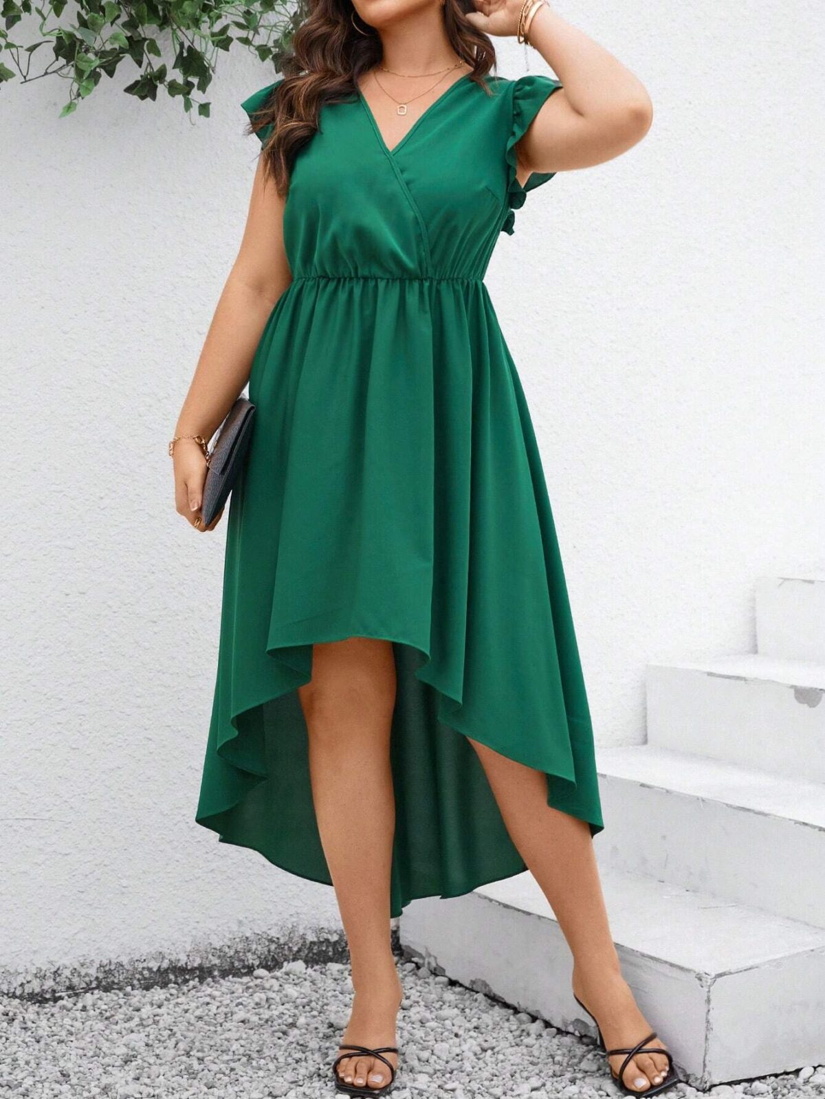 Rochie Lunga Melvyn Verde - Marimi Mari - imagine 1