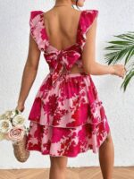 Rochie Scurta Odine Roz Cu Funda La Spate - imagine 2