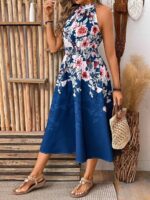 Rochie Midi Yokko Albastra Inflorata - imagine 3