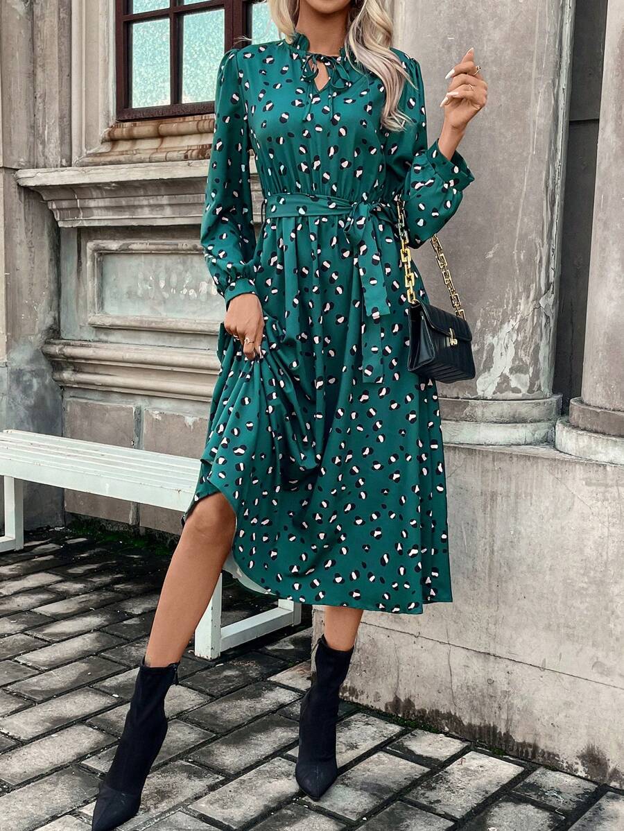 20 Rochie Midi Eline Verde Cu Cordon - imagine 1