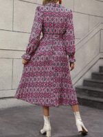 Rochie Midi Cambela Cu Imprimeu Geometric Roz - imagine 2