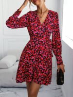 Rochie Scurta Delia Neagra cu Inimioare Rosii si Roz