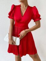 Rochie Scurta Hannali Rosie Cu Pliuri