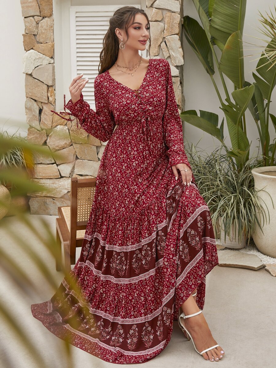 25 Rochie Lunga Karia Rosie Cu Model Floral Alb - imagine 1