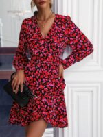 Rochie Scurta Delia Neagra cu Inimioare Rosii si Roz - imagine 4