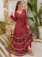Rochie Lunga Karia Rosie Cu Model Floral Alb - imagine 3