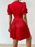 Rochie Scurta Hannali Rosie Cu Pliuri - imagine 2