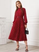 Rochie Midi Alexis Rosie cu Buline Albe - imagine 3