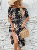 Rochie Midi Otis Neagra Inflorata