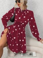 Rochie Scurta Egonia Grena Cu Inimioare Albe