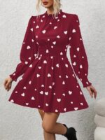 Rochie Scurta Egonia Grena Cu Inimioare Albe - imagine 3