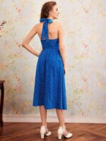 Rochie Midi Christie Albastra Cu Inimioare Albe - imagine 2
