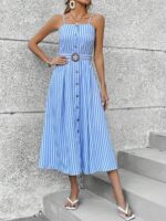 Rochie Lunga Olio Bleu Cu Dungi - imagine 3