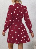 Rochie Scurta Egonia Grena Cu Inimioare Albe - imagine 2